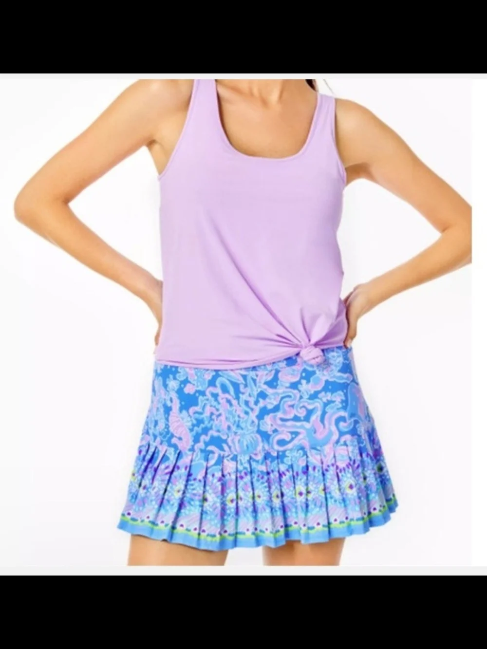 Lilly Pulitzer 🥰 Women's Blue & Lavender Printed Pleated Skirt